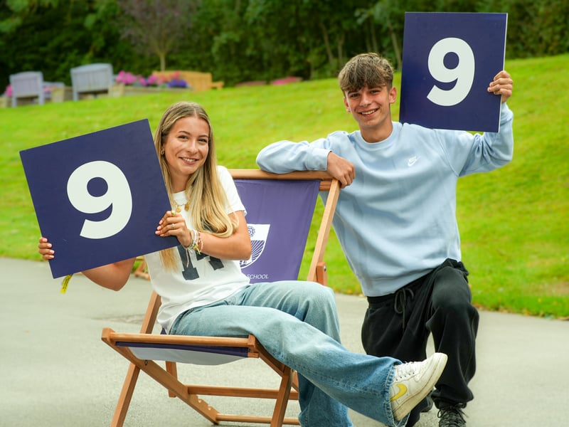 Pupils receive their GCSE results at The Grammar School at Leeds.