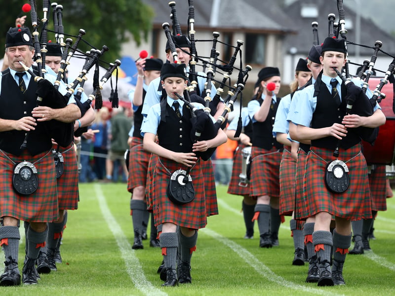 Oban High School Pipe Band play during the Argyllshire Gathering