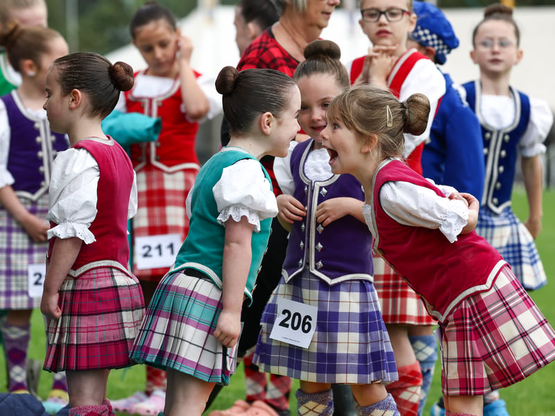 Dancers react before competing during the Argyllshire Gathering on August 22, 2024 in Oban