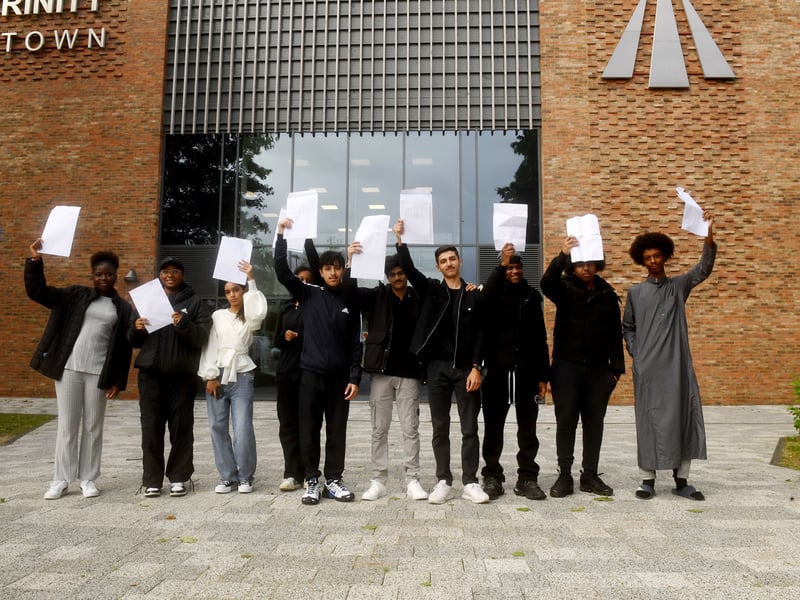Pupils receive their GCSE results at Dixons Trinity Chapeltown