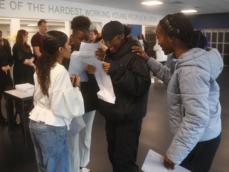 Pupils receive their GCSE results at Dixons Trinity Chapeltown.