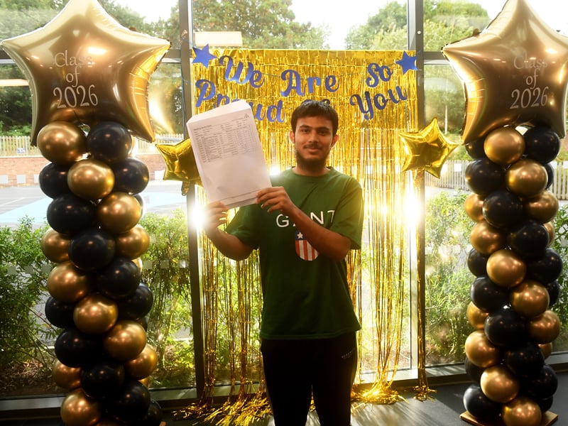 Rezowan Alam receives his GCSE results at Dixons Trinity Chapeltown.