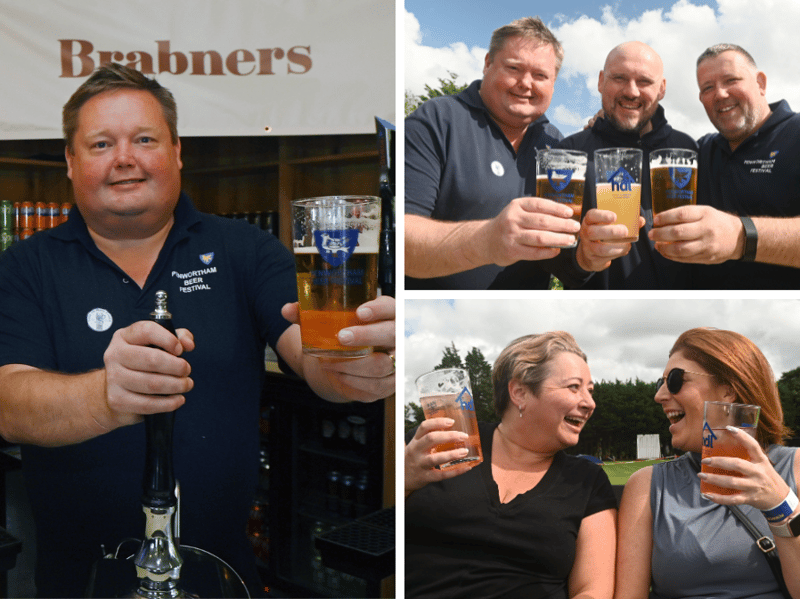 Enjoying a pint in the sun over bank holiday weekend at Penwortham Beef Festival 2024 held at Penwortham Cricket Club.