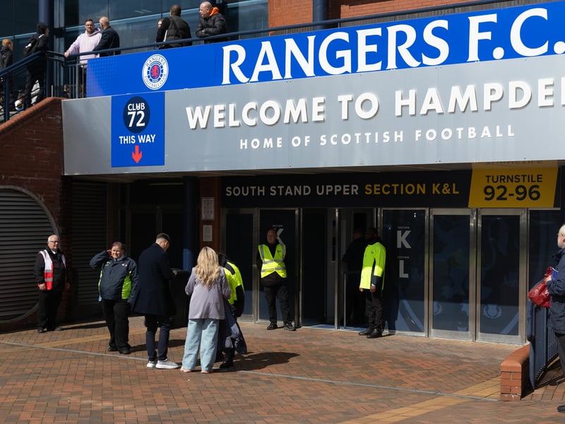 Some Rangers supporters arrive at Hampden early for the game against Ross County.