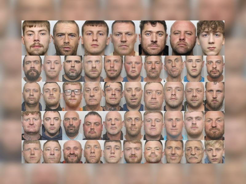 The total number of people convicted has now reached 52. The top row features the seven adult defendants who have entered guilty pleas most recently. 
Top row, left to right: Joshua Webb; Christian Hemus; Scott Kendall; Gareth Lunn; Ben Beardsley; Luke Crowcroft and Thomas Arnold. Second row, left to right: Richard Harrison; Ryan Deering; Sonny Ackerman; Lee Marshall; Charlie Eames; Mason Reddy; Christopher Rodgers; Graham Harper; Regan Urruty Dever and  Morgan Hardy. Third row, left to right: Cameron Callear; Thomas Birley; Brad Westerman; Michael Woods; Christian Ivermee; Jamie Philips; Luke Sissons; Michael Shaw and Joshua Simpson. Fourth row, left to right: Luke Merritt; Lewis Lynch; Peter Beard; Jordan Teal; Michael Bailey; David Chadwick; Michael Whitehead; Nathan Palmer; Niven Matthewman and Dylan White. Bottom row, left to right: Elliot Wragg; Peter Lynch; Stuart Bolton; Ricky Hardman; Drew Jarvis; Kaine Hicks; Billy Pemberton; Trevor Lloyd; Glyn Guest and Kenzie Roughley