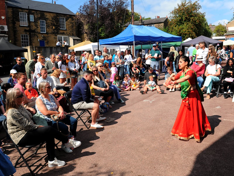 Crowds enjoy some traditional dance at the Chapel Allerton Arts Festival.