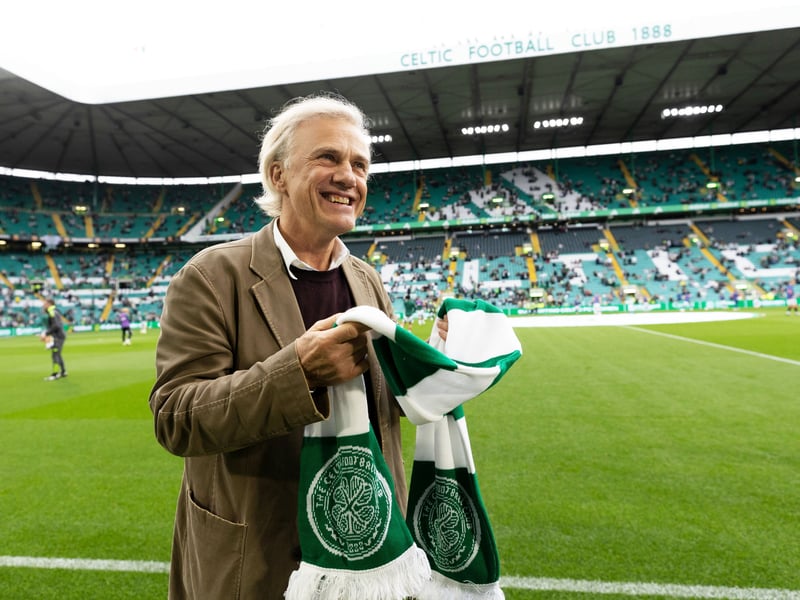 Oscar winning actor Christoph Waltz is presented with a Celtic scarf.
