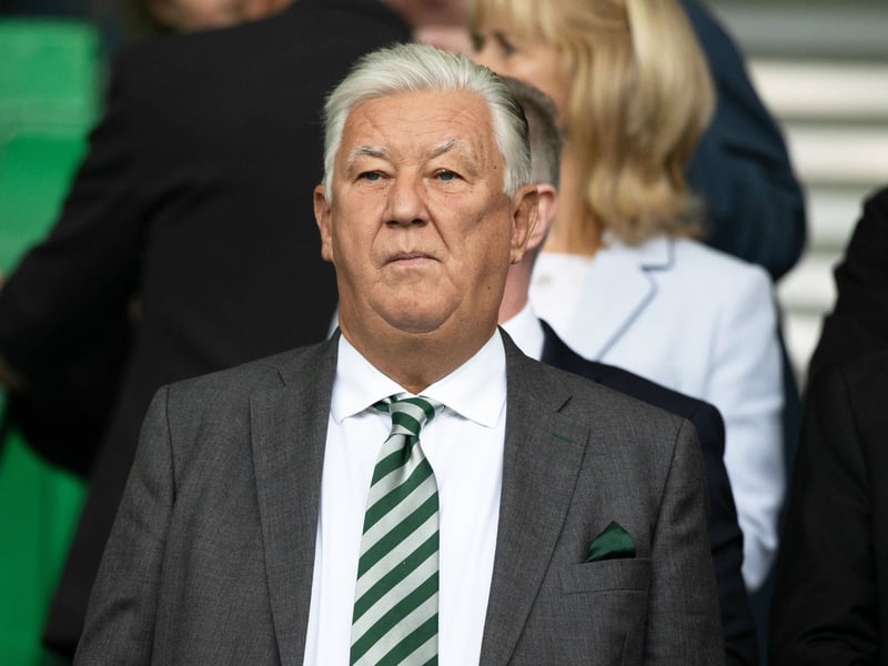 Celtic non-executive chariman Peter Lawwell watches on.