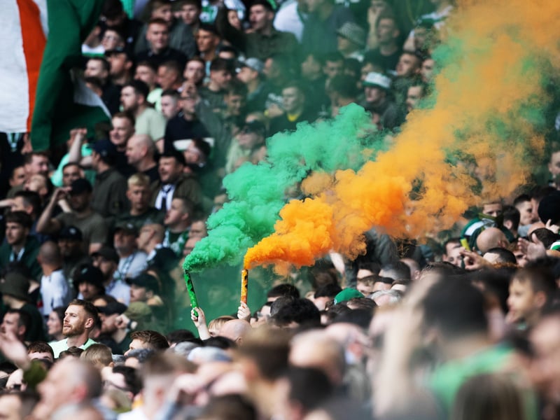 Celtic fans let off some pyrotechnics.