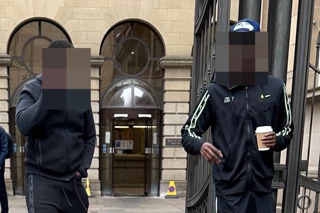 Sulayman Njie, 33, and Njanko Njie, 24, attacked one of their cousins as they were all leaving the Edinburgh Sheriff Court building in October last year. CCTV footage subsequently showed “both accused assaulting another male” and after officers broke the fight up the two men were arrested and placed in the back of a police van. On August 8, Sheriff John Cook told the brothers, of the city’s Leith area,  they would be have been sent to jail if the assault had taken place inside the building instead of in the court yard. Sheriff Cook sentenced the brothers to each carry out 180 hours of unpaid work and ordered the pair to wear an electronic tag and stay within their home between 7pm and 7am for the next 80 days.
