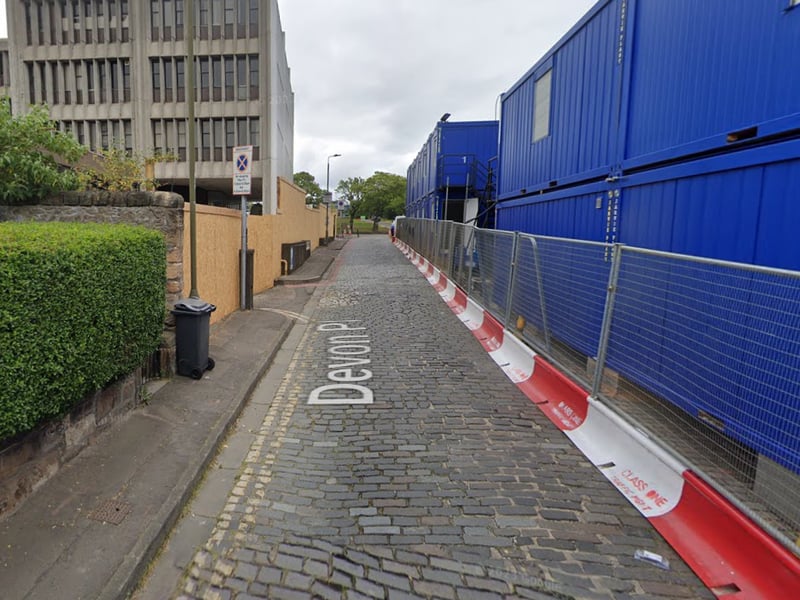 Devon Place at Haymarket is closed southbound from the A8, Osborne Terrace, to Devon Gardens, due to long-term construction on Devon Place.