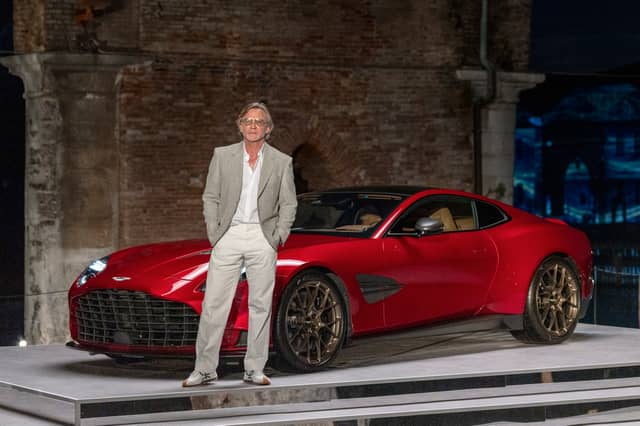 Daniel Craig, sporting a more relaxed look than the traditional James Bond tux with the new V12 Vanquish.