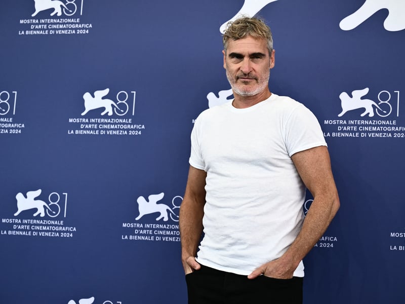 US actor Joaquin Phoenix attends the photocall of the movie 'Joker : Folie a deux' presented in competition during the 81st International Venice Film Festival.