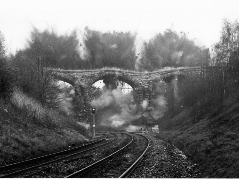The bridge at Swanhill Lane was blasted to bits in March 1982.