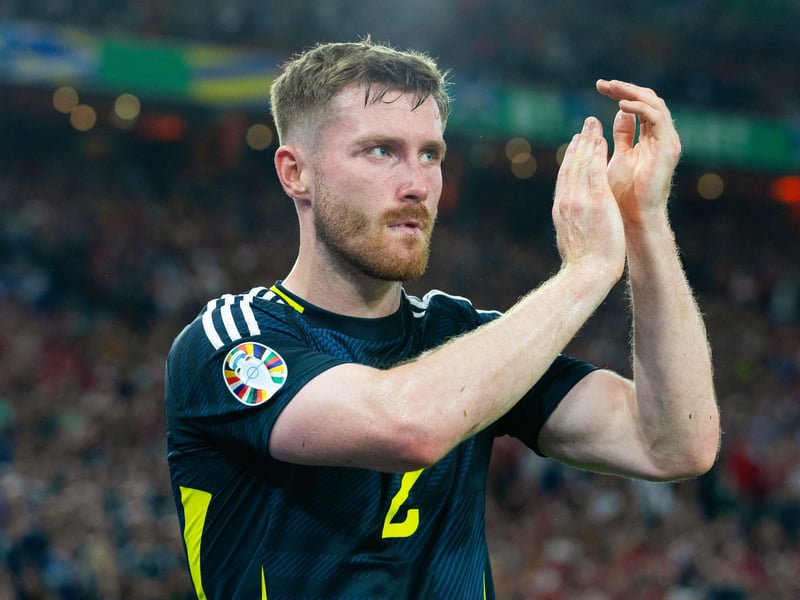 With the Scots still ravaged by injuries at right-back, the Celtic man was given the nod despite his lack of game time at club level. Timely first-half intervention to cut out Lewandowski's pass with a team-mate lurking in behind. Conceded the penalty after a clumsy challenge on Zalewski. Made up for that error by playing his part in McTominay's second half equaliser.