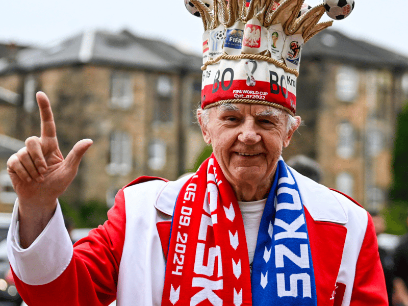 This Poland fan has certainly dressed for the occasion.