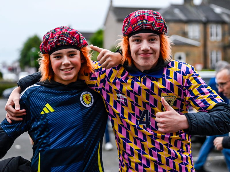 Scotland fans give us a thumbs up prior to the game.