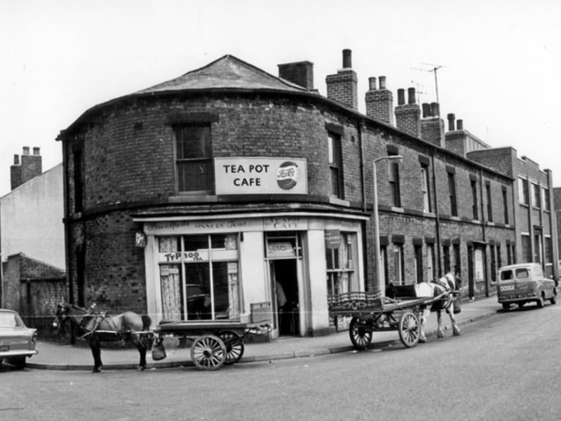 The Tea Pot Cafe on Hill Street, Highfield, at the junction with John Street, in June 1965