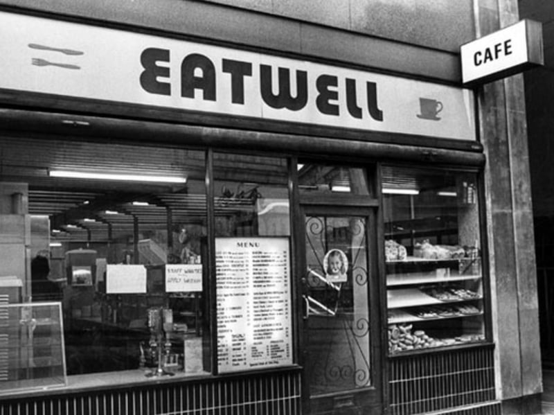 Eatwell cafe, King Street, Sheffield city centre, in 1975