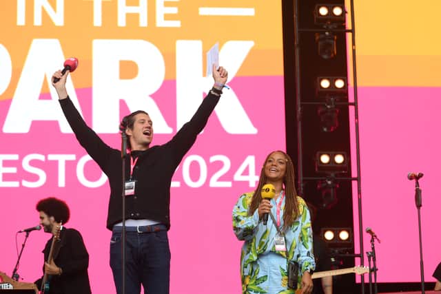 Vernon Kay and Angela Griffin at BBC Radio 2 in the Park in Preston