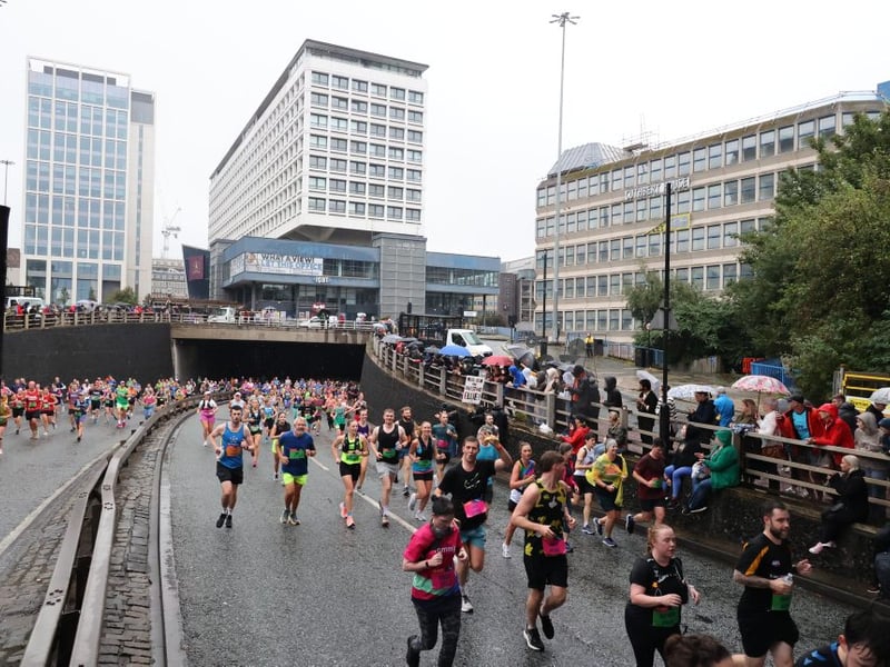 Thousands of runners made their way along the Central Motorway to the iconic Tyne Bridge.