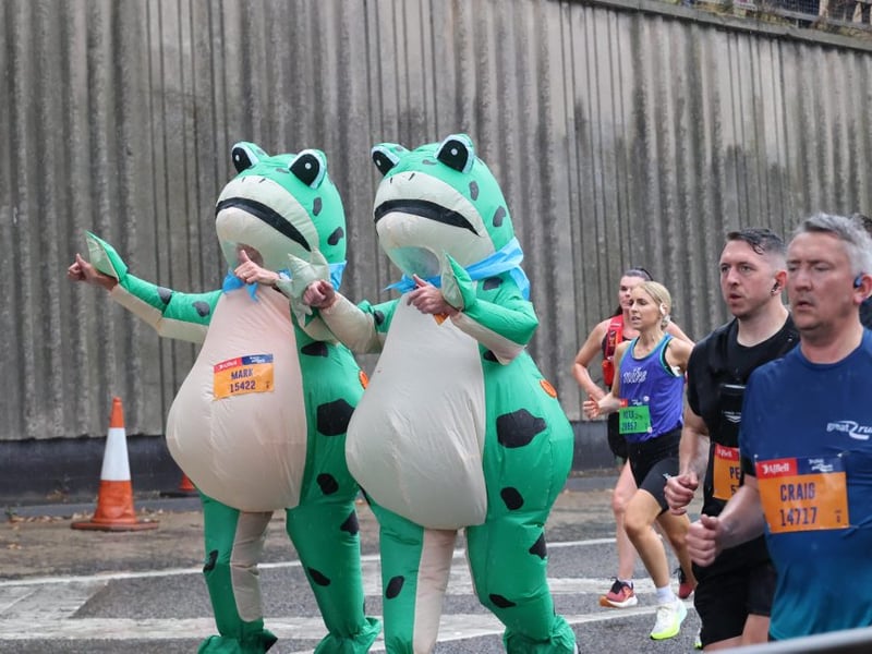 It wasn't hard to spot these two runners.