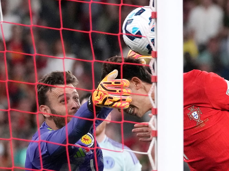 A few social media comments aimed at the Norwich 'keeper after his poor attempt to keep out Bruno Fernandes' scuffed long-range equaliser may have been hastily deleted as he went on to make three stunning saves. Ensured his rating leapt from 5 to 7 but wasn't enough to earn Scotland a point.