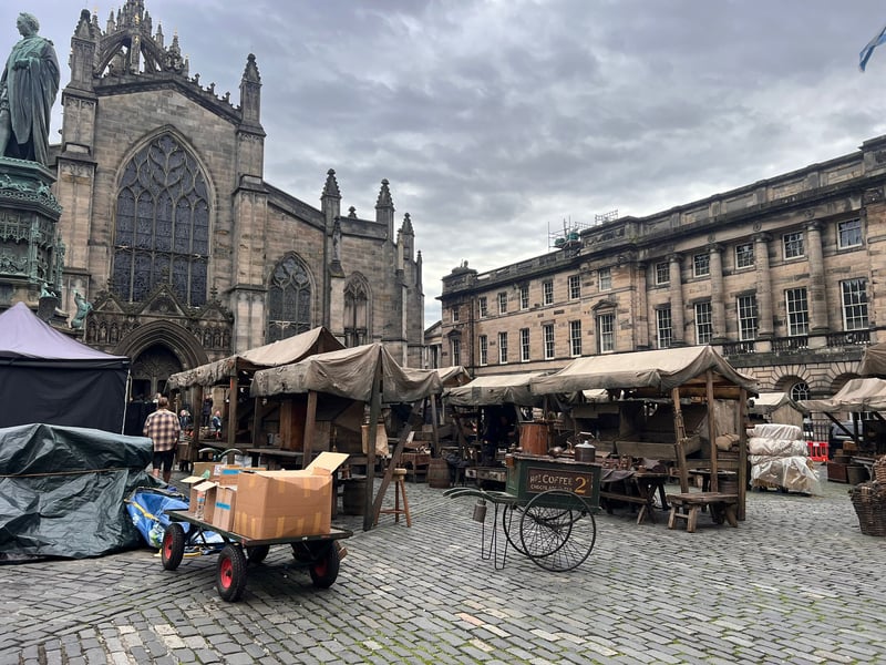 Rows of tents have been erected by film crews