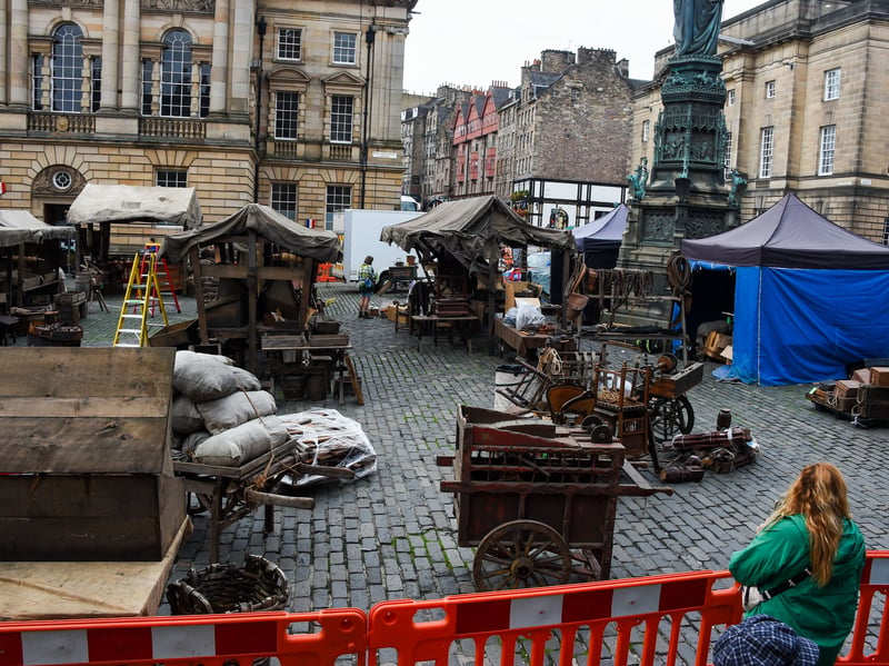 The Frankenstein set in Edinburgh is being populated by crew members. 