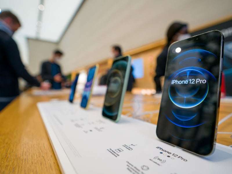 The iPhone 12 range had three sizes, introducing a 'Mini' version to the 'Pros' and 'Maxes'. Announced in October 2020, they were the first to use the faster 5G network and the MagSafe magnetic charging and accessory system.