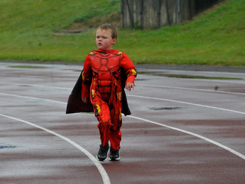 Ironman Jack Swales, five, of Middleton 
