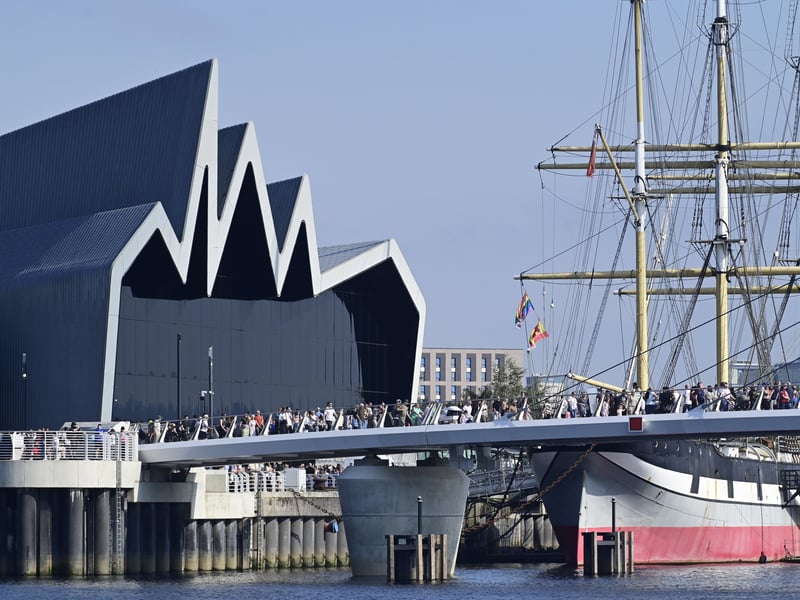 The 377ft (115m) long bridge, which can open to allow large boats pass, is one of the longest opening pedestrian and cycle bridges in Europe.