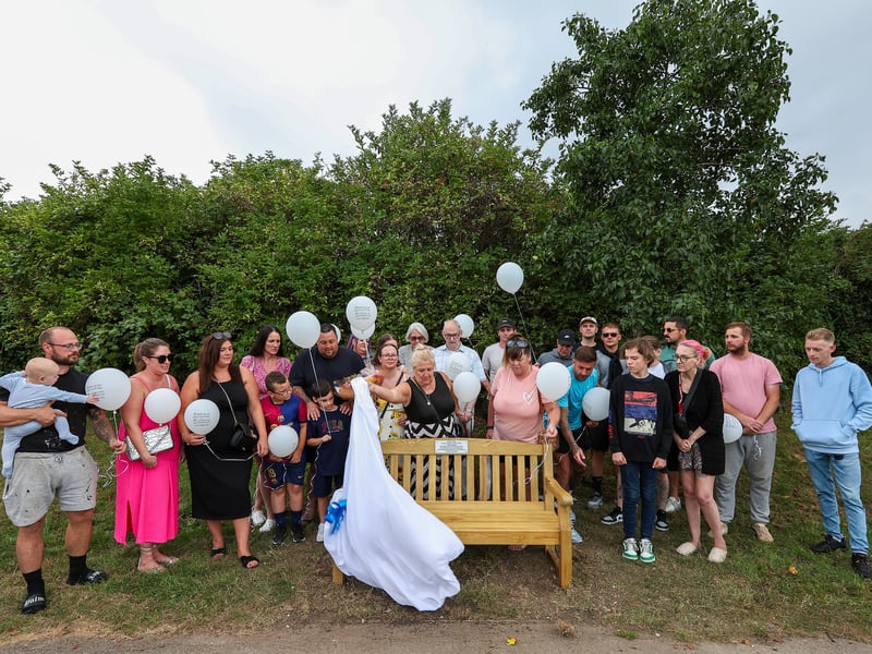 Ian's friends and family released balloons at the unveiling.