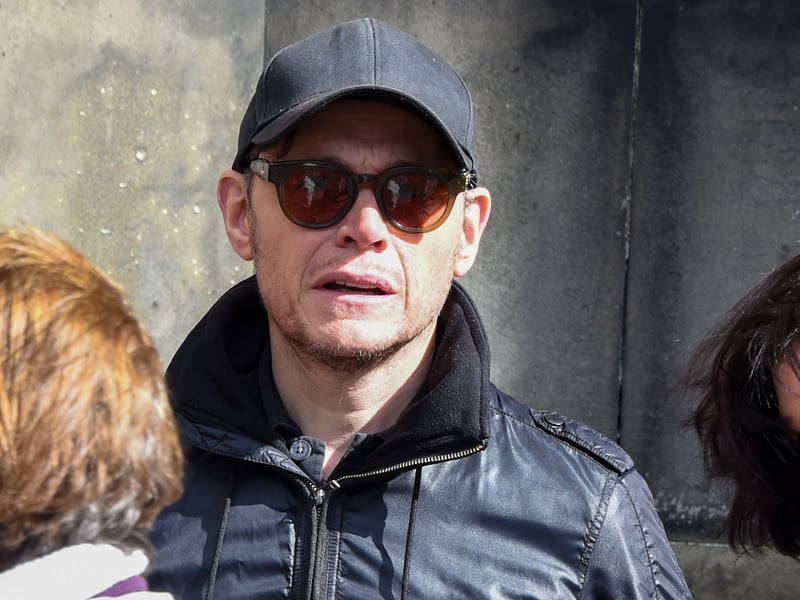 Actor Burn Gorman was seen visiting the set at Parliament Square, outside St Giles this afternoon
