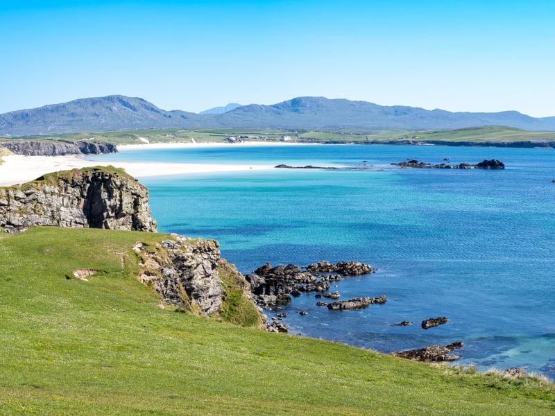There are several Durness Beaches with Balnakeil and Sangomore said to among the more accessible. In particular, Balnakeil Beach has large dunes with white sands and can be found near Cape Wrath in the very north of the country.