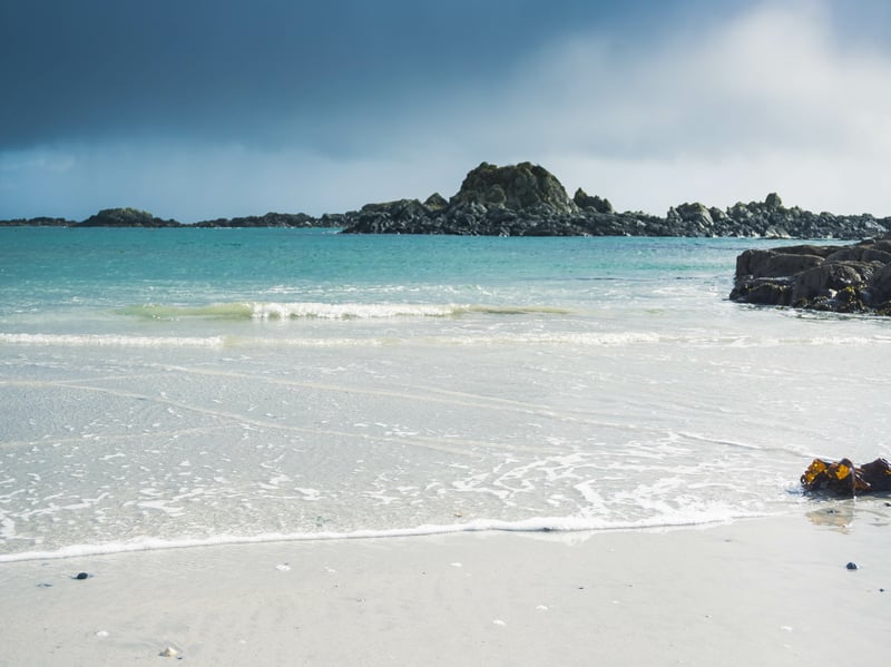 With pretty white sands, Uisken Beach on the Isle of Mull is relatively easy to reach. As a bonus, Mull's population of Highland Cows often wander around its beaches.