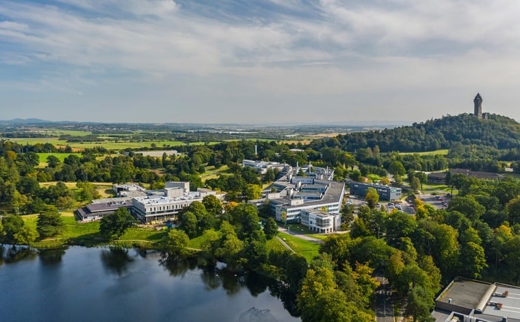 A drone shot of the University of Stirling campus with the William Wallace monument in the background. Stirling has ranked 94th in the UK overall, down a sharp 33 places from last year, and 11th highest amongst Scottish institutions. It achieved a Guardian score of 50.6 out of 100