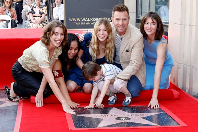 Ewan McGregor and family at the star honouring his career on the Hollywood Walk of Fame.
