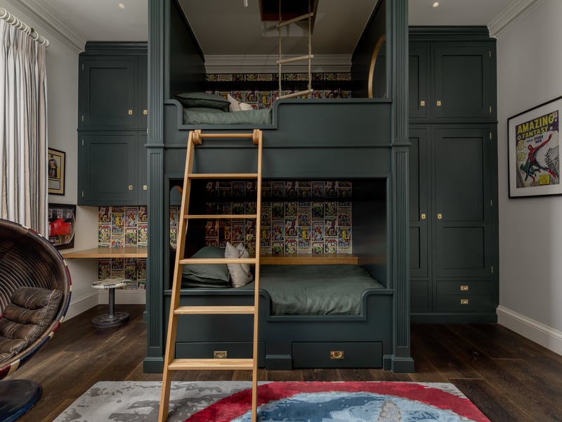 One of the bedrooms currently kitted out with bunkbeds. The house has a total of seven double bedrooms.