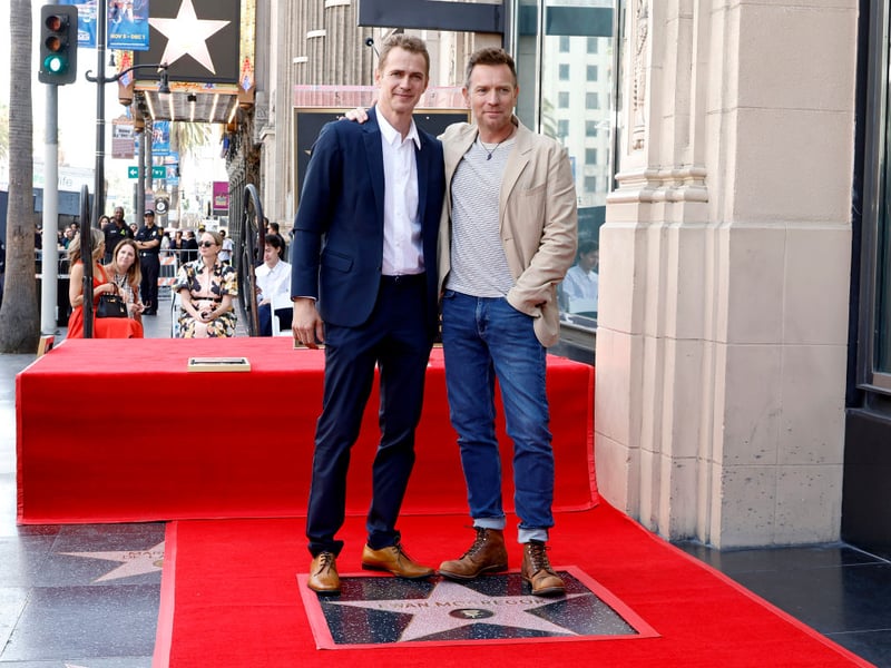 Ewan McGregor is joined by fellow actor Hayden Christensen at the star.