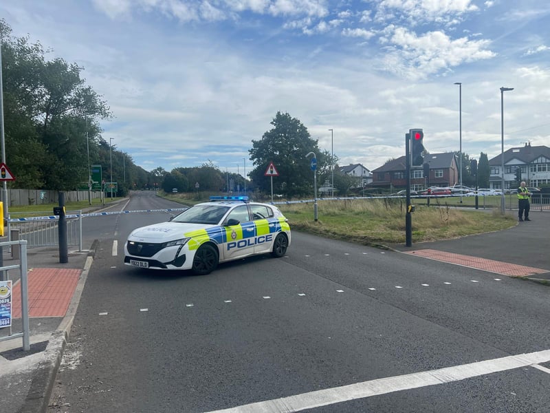 Police block one of the roads near the incident.