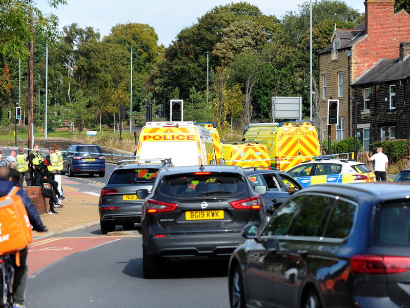 Traffic chaos on Harrogate Road, Moortown as the roundabout was closed off.