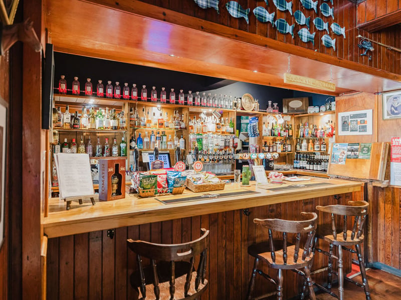 The well-stocked hotel bar.