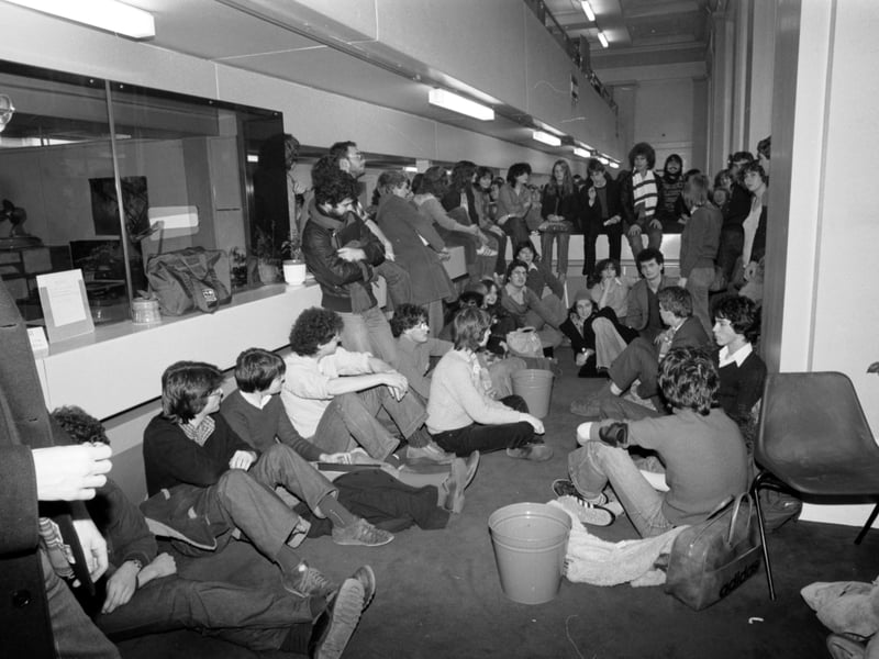 Edinburgh University students stage a sit-in to protest against rent increases in December 1979.