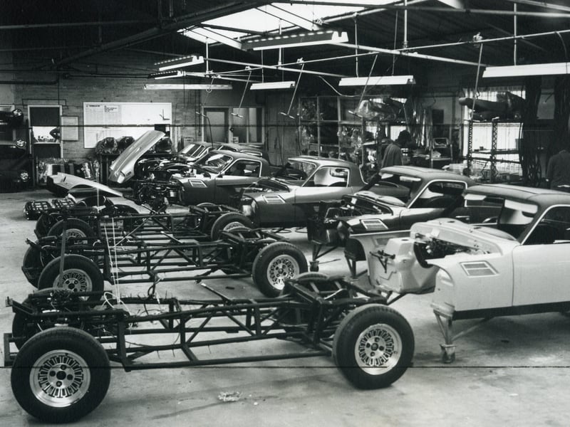 TVR cars line up waiting for engines and gear boxes, December 1974