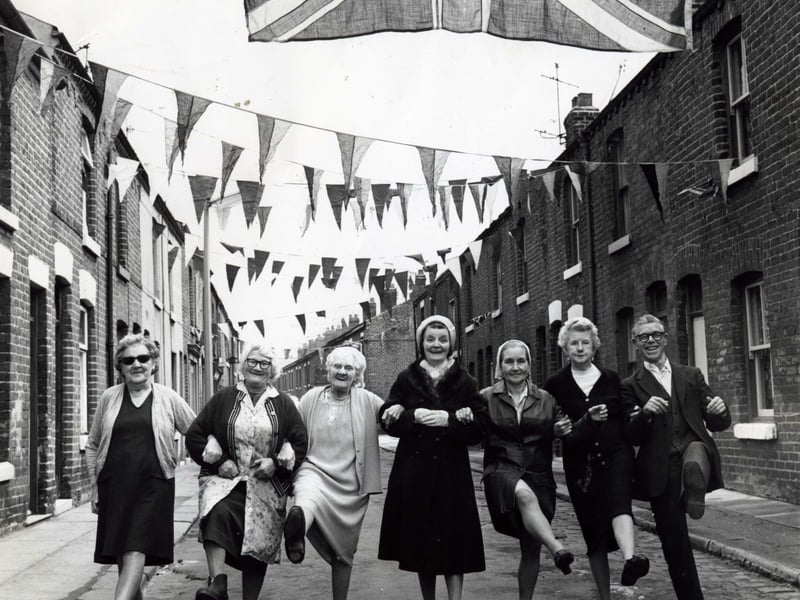Some of Revoe's oldest residents seen on May 1 1974 shortly before their homes in Ibbison Street, Blackpool were bulldozed. From left: Alice Radcliffe, Lilian Read, Gladys Williamson, Rose Jones, Dorothy Williamson, Doris Pickles and Joe O'Neill.