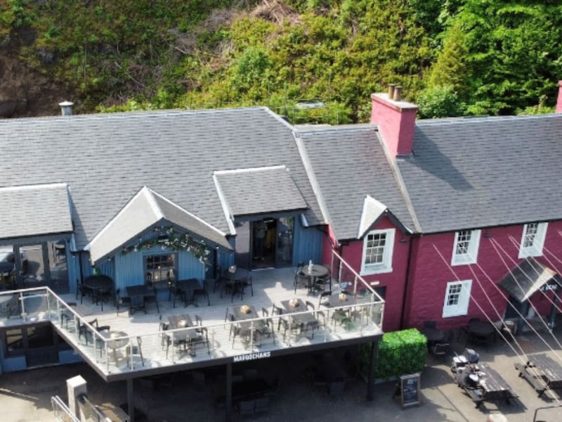 An aerial view of the pub and restaurant.