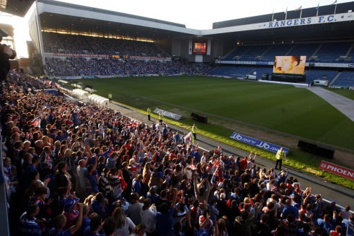 Rangers fans watch the UEFA Cup Final between Rangers and Zenit St Petersburg on the big screen.
