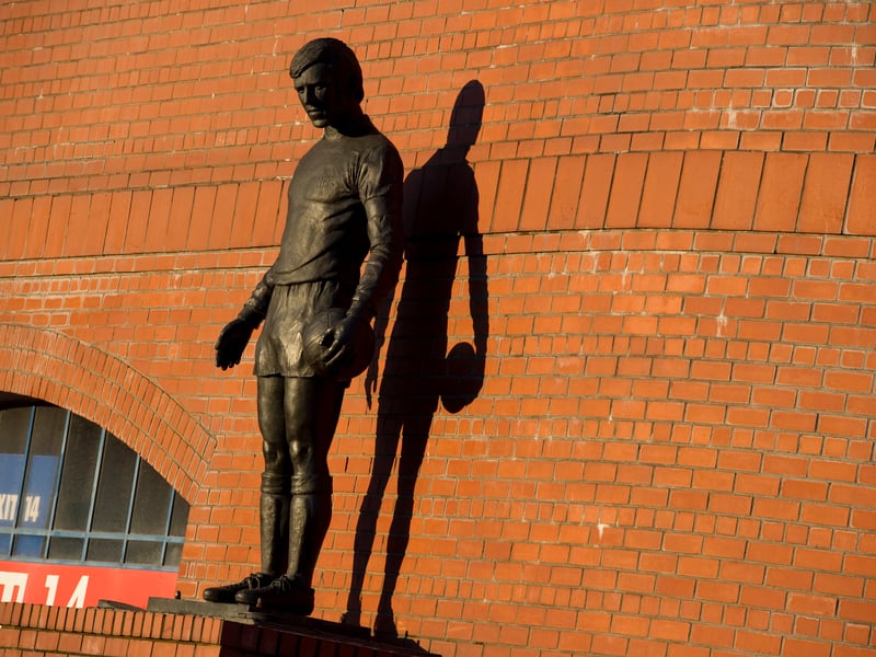 The famous statue of Rangers legend John Greig outside of Ibrox in 2010.