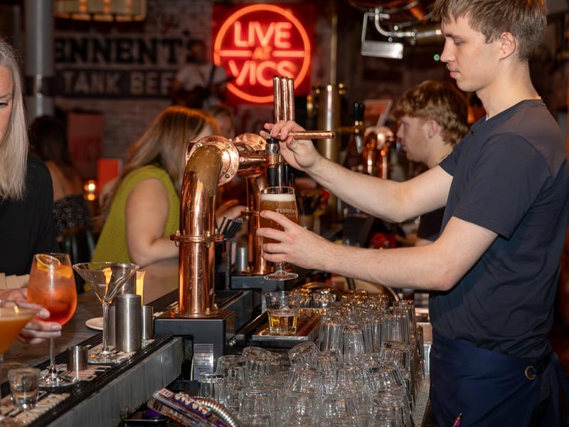 The bar offers everything from draft beer to expertly-made cocktails.